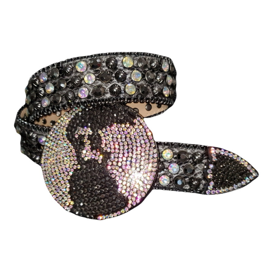 LUXE: BLACK GLOBE CRYSTAL BELT #25